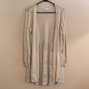 Long, Lace Back, Cream Cardigan